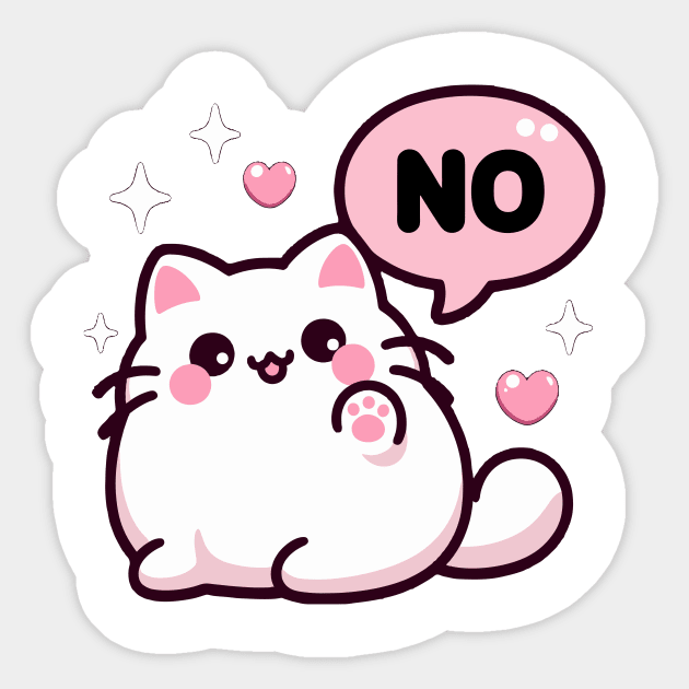 Cute Lovely Pink Kitten Saying No Sticker by PhotoSphere